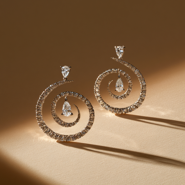 Spiral Wrap Earrings with Pear Drop