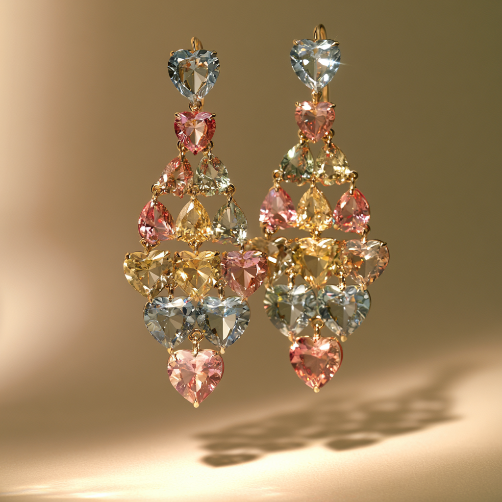 Statement Colour Gemstone Chandelier Earrings