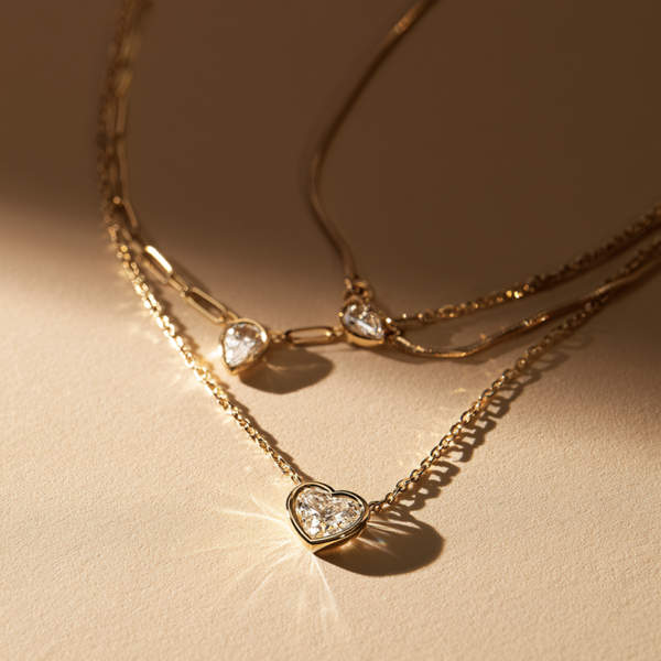 Triple Layer Heart Necklace Set