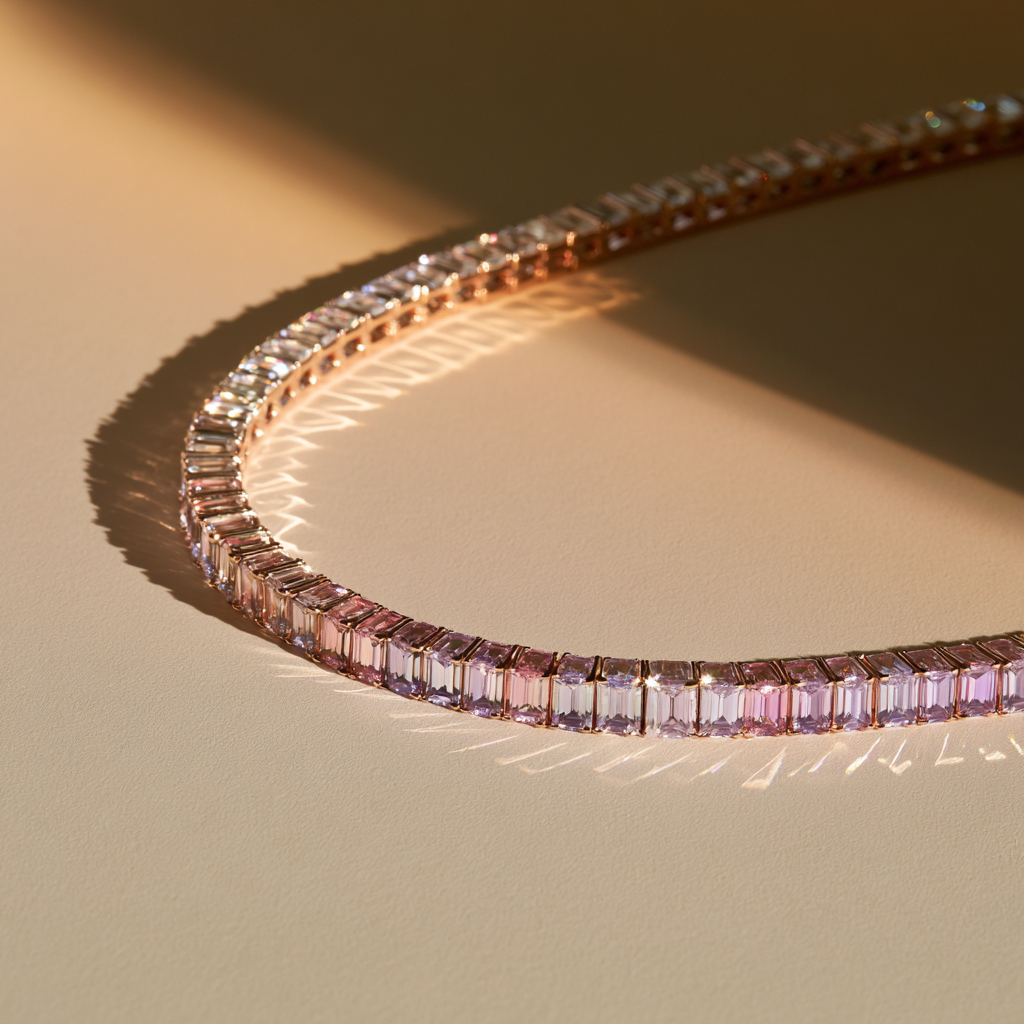 Ombre Baguette Tennis Necklace