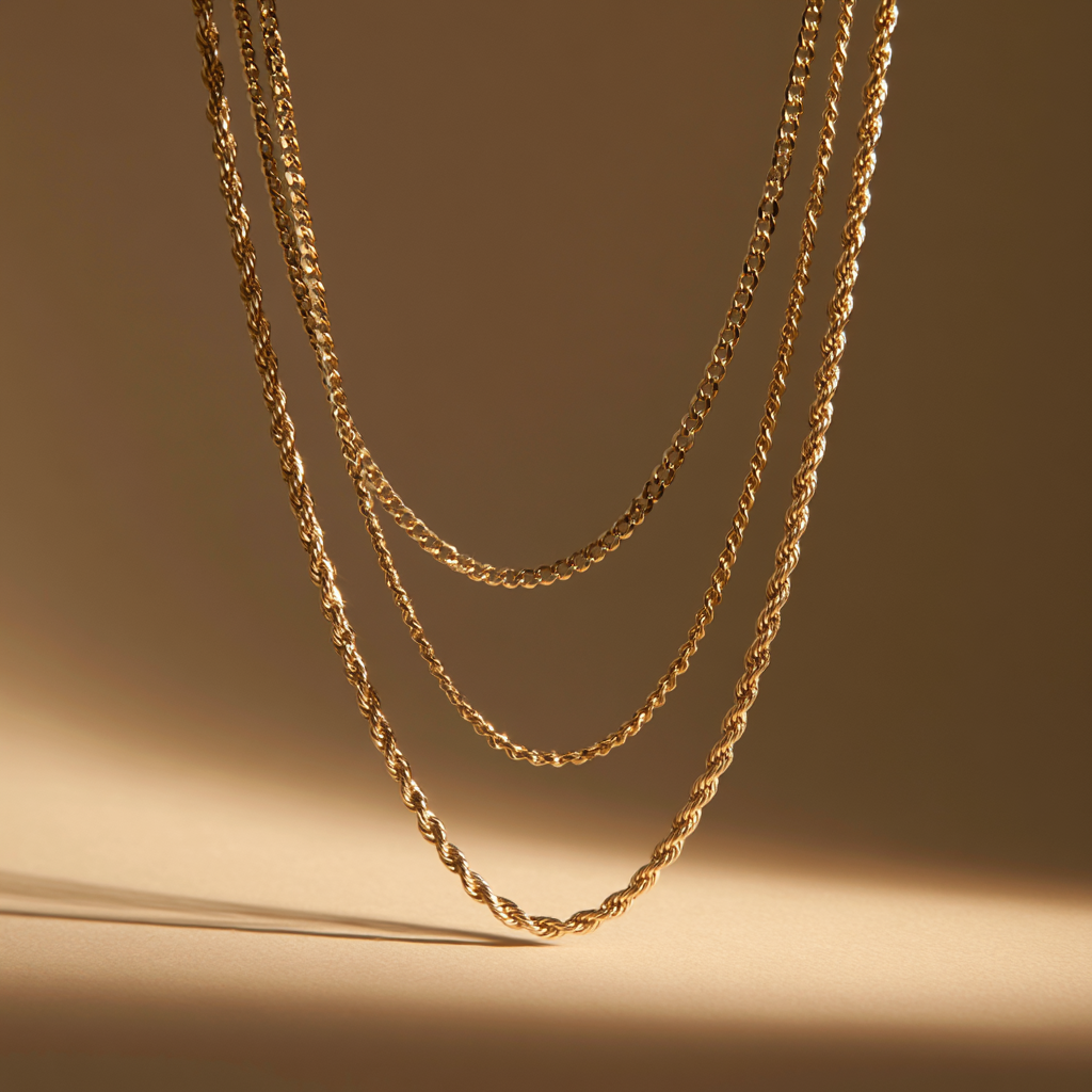 Layered Rope & Curb Chain Necklace