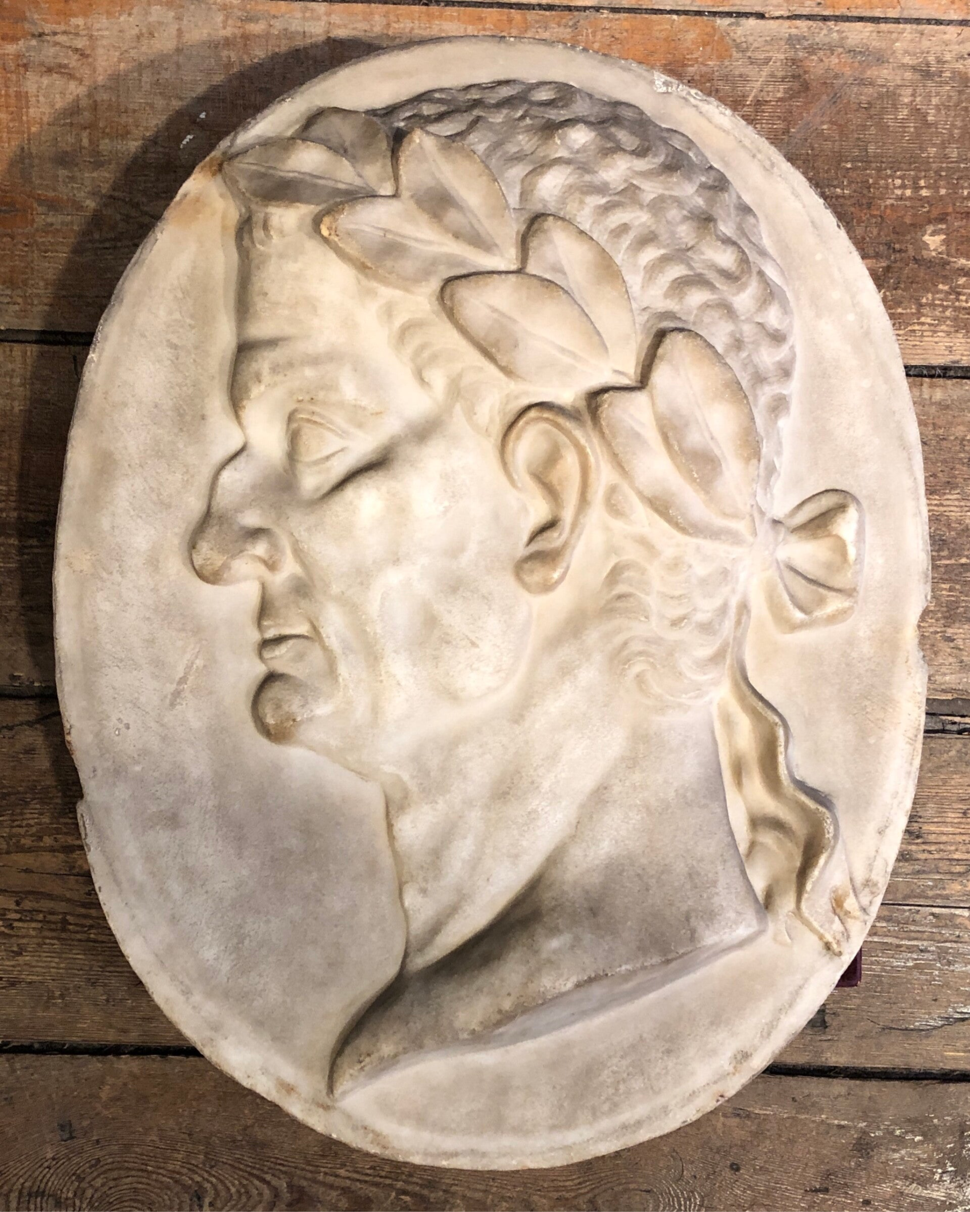 White marble profile relief portrait of Emperor Tiberius, 17th century, after the antique.