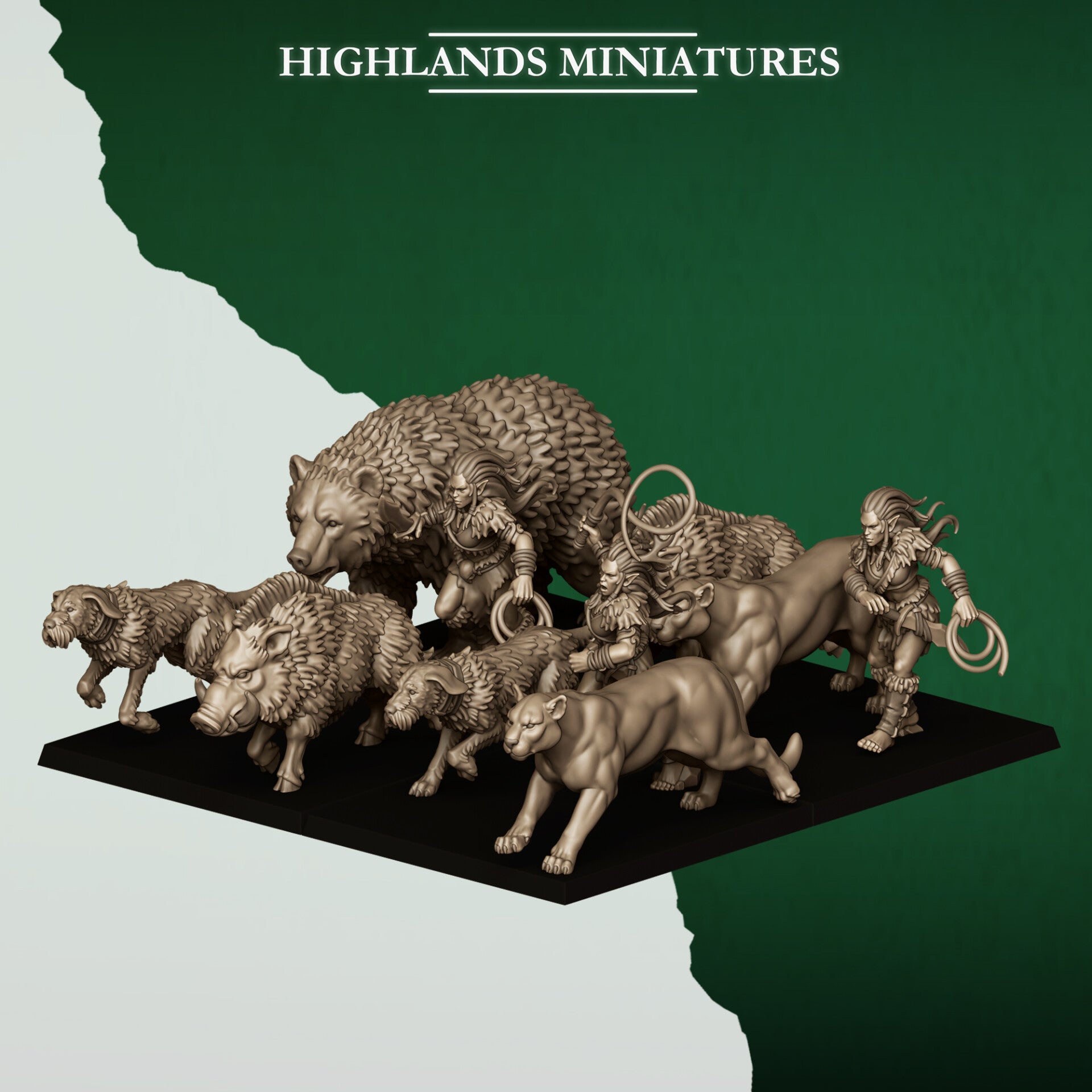 TOW - Feral Elves - Feral Animal Pack - Highlands Miniatures