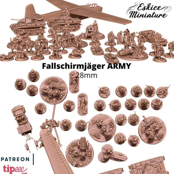 WW II - Allemands - BUNDLE - Fallschirmjäger ARMY - 28mm - Eskice Miniature