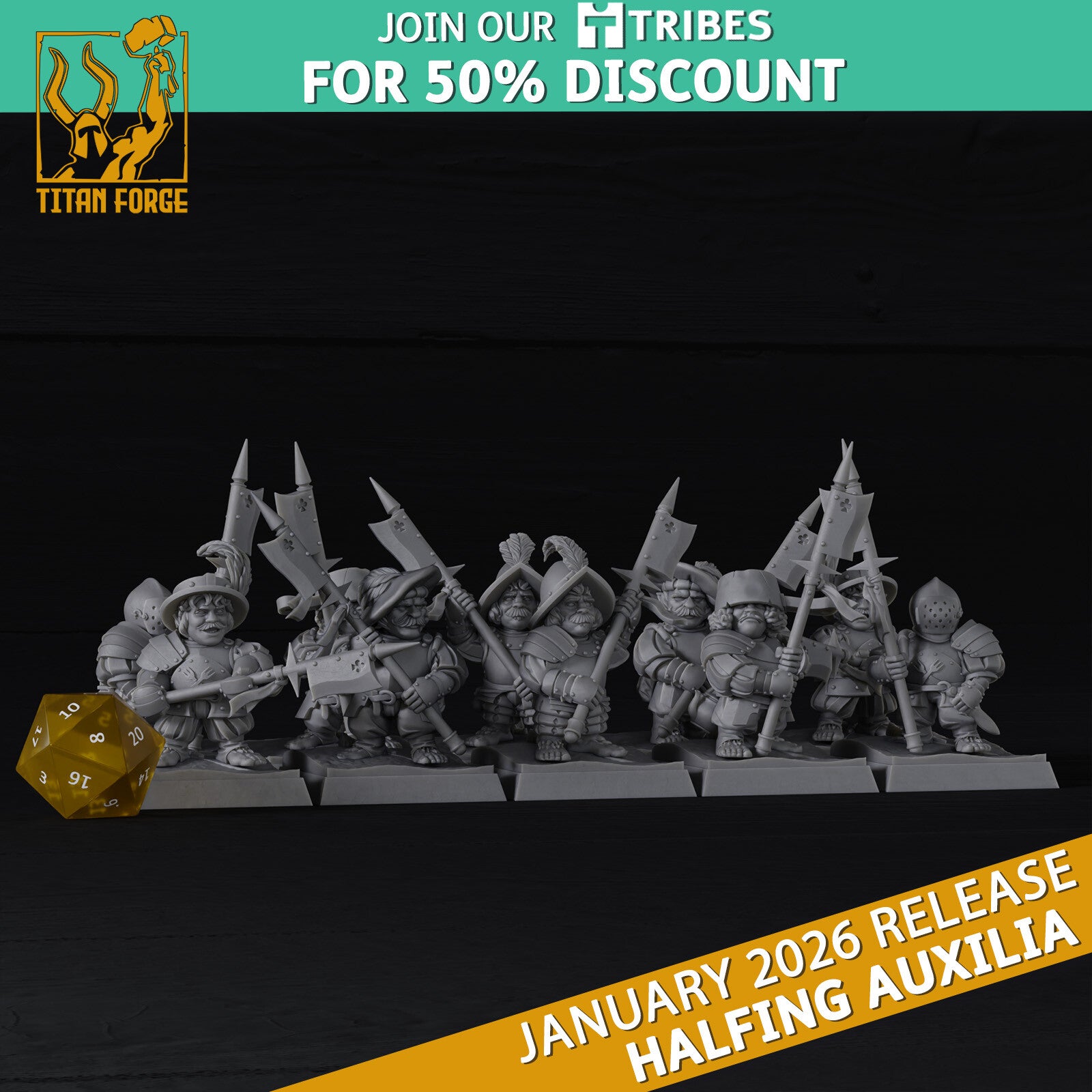 TOW - Halfling Auxilia - Halfling Heavy Infantry Halebard