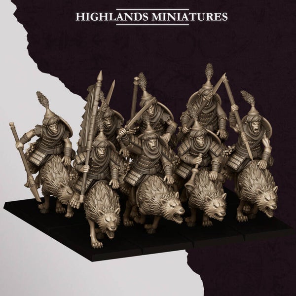 TOW - Sons Of Marduk - Hobgoblin Spearmen Wolf Riders - Highlands Miniatures