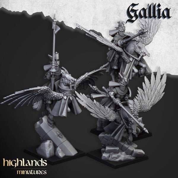 TOW - Gallia - Gallia Knigths on Pegasus - Highlands Miniatures