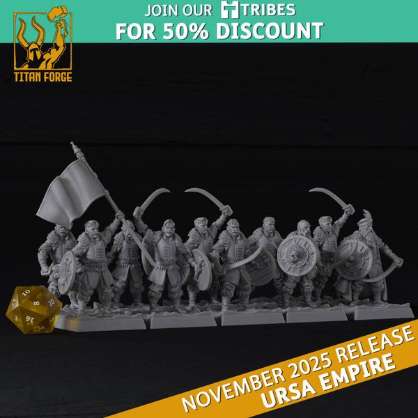 TOW - Ursa Empire - Light Warriors hand weapons & Shield