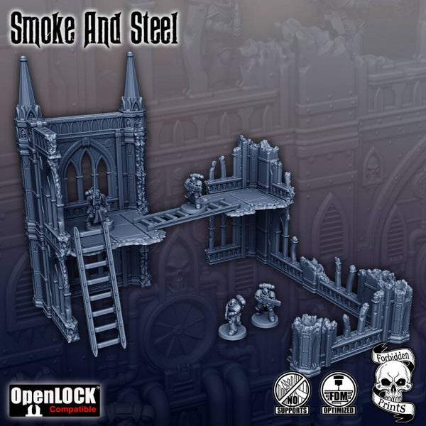 DEC - SF - Smoke & Steel - Destroyed Factory Buildings Set 8