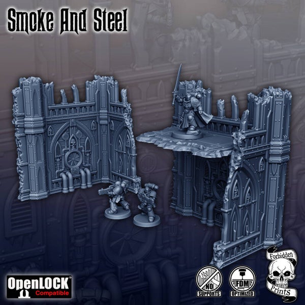 DEC - SF - Smoke & Steel - Destroyed Factory Buildings Set 10