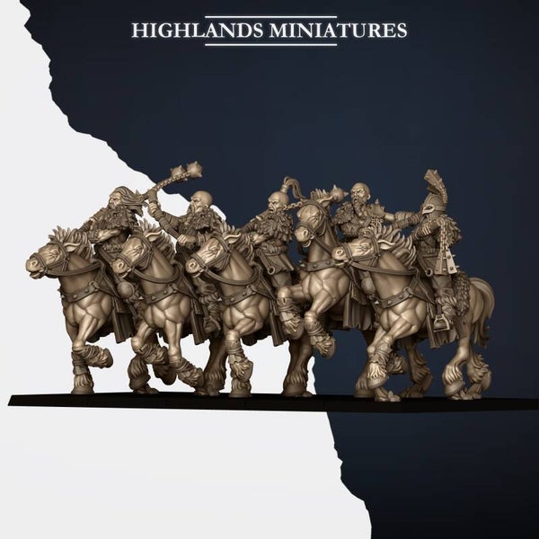 HM - Norse Tribes - Mounted Norse Raiders Two Hand Weapons - Highlands Miniatures