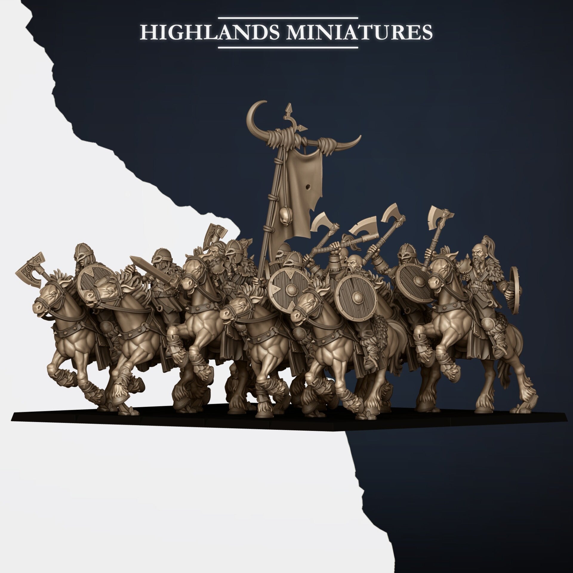 HM - Norse Tribes - Mounted Norse Raiders Hands Weapons & Shield - Highlands Miniatures