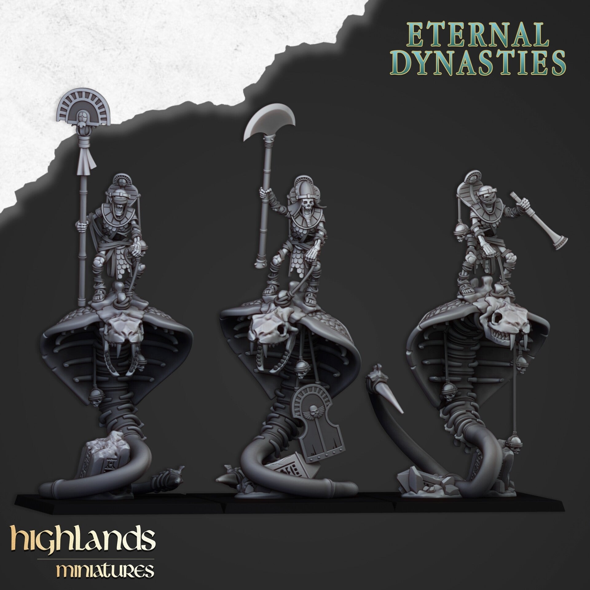 TOW - Eternal Dynasties - Eternal Mounted Ancient Guard on Great Snakes - Highlands Miniatures