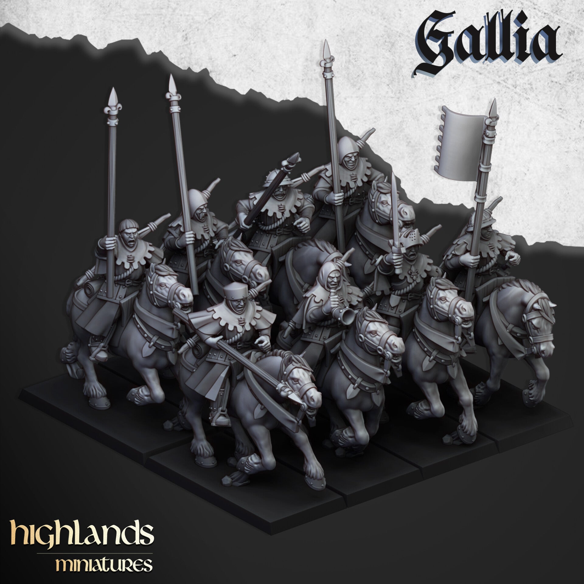 TOW - Gallia - Mounted Mens at Arms - Highlands Miniatures