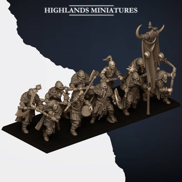 HM - Norse Tribes - Norse Raiders Two Hand Weapons - Highlands Miniatures