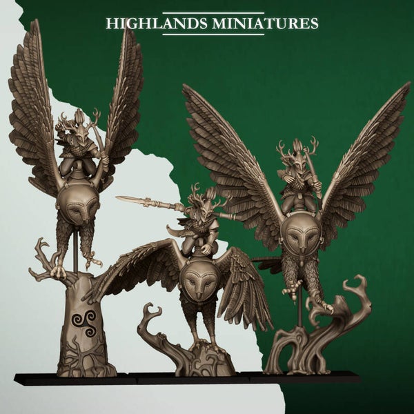 TOW - Feral Elves - Great Owl Riders - Highlands Miniatures