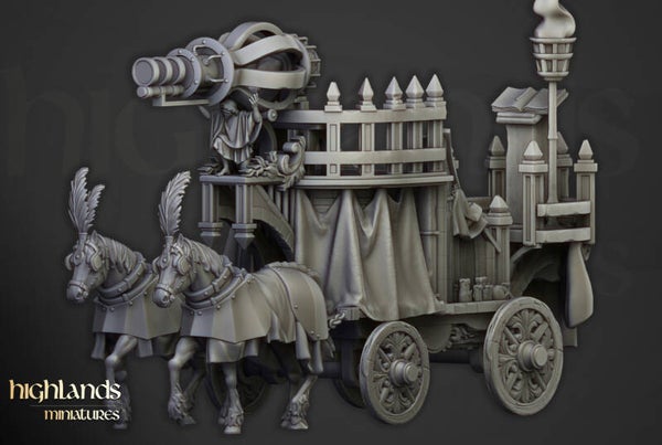 TOW - Sunland - Arcane Cannon on Chariot - Highlands Miniatures