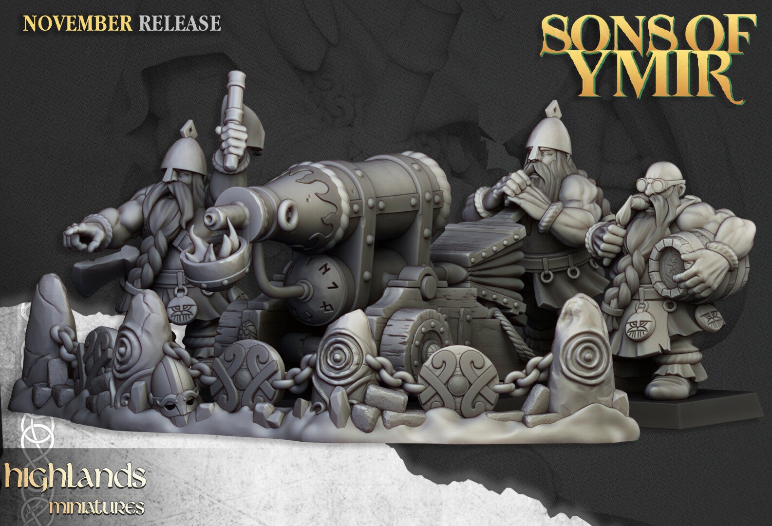 TOW - Sons of Ymir - Dwarf Artillery Canon à Flamme - Highlands Miniatures