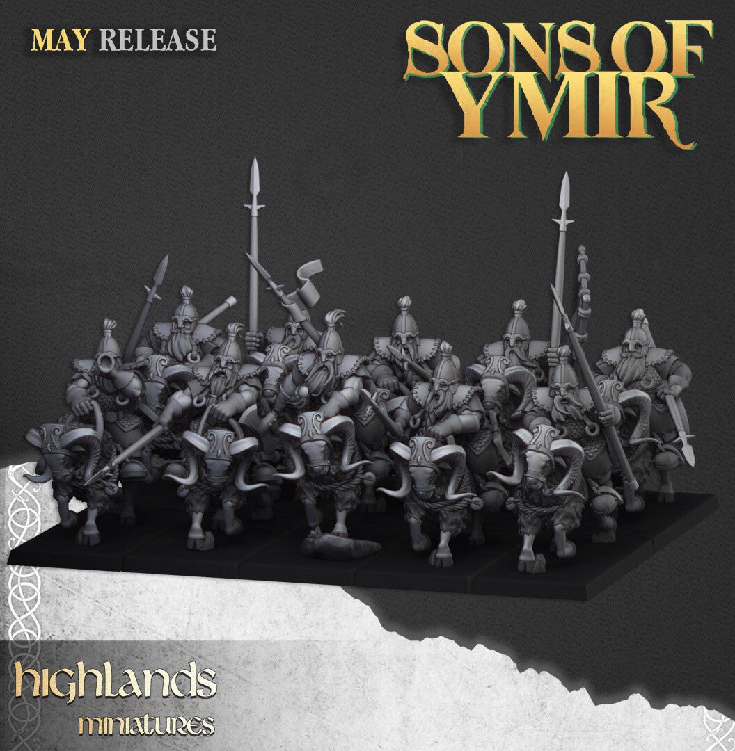 TOW - Sons of Ymir - Mounted Dwarfs - Highlands Miniatures