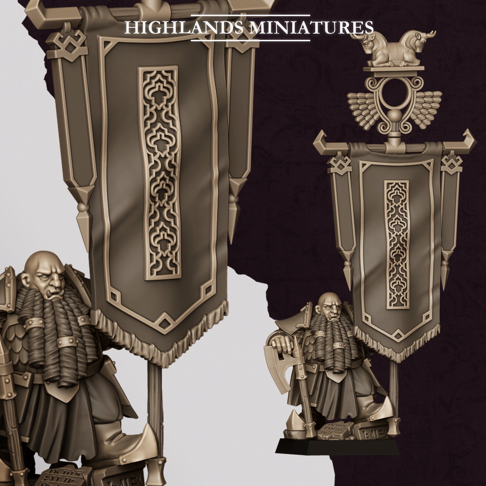 TOW - Sons Of Marduk - Son of Marduk Battle Standard Bearer - Highlands Miniatures