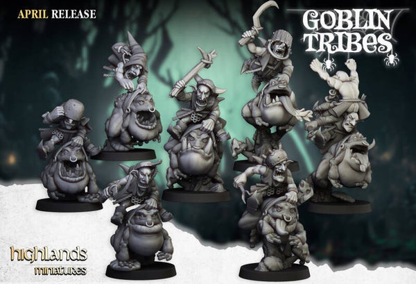 TOW - Orques & Gobelins - Swamp Goblins Frog Riders - Highlands Miniatures