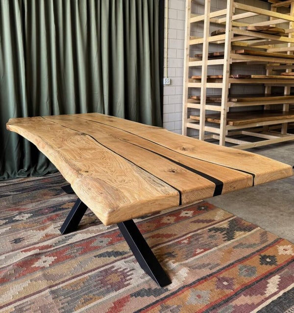 Eiken diner tafel 255 x 100
