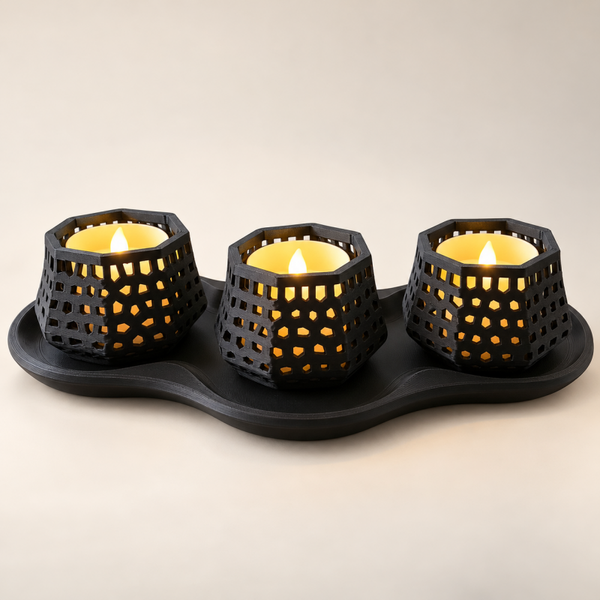 Trio Glow – Theelichthouder met 3 LED-lichtjes
