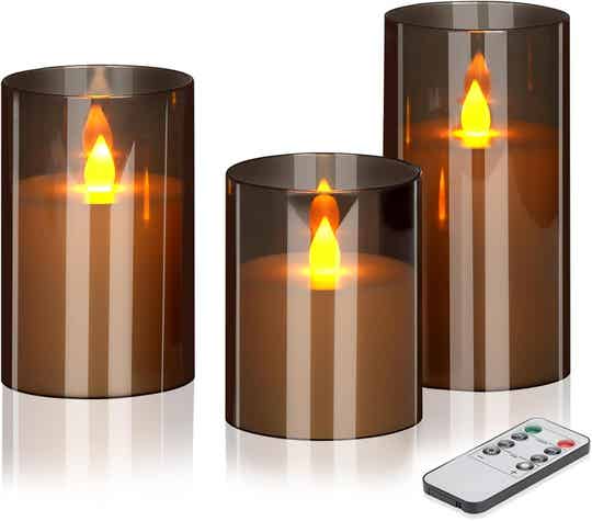Flameless LED candles with remote set of 3