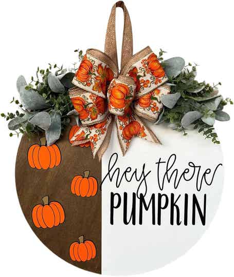 Pumpkin welcome hanging sign