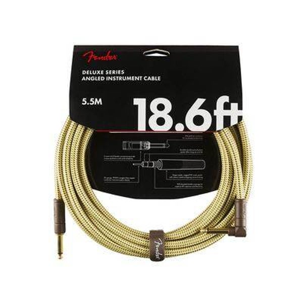 instrument cable, 18.6ft, 1x angled, tweed