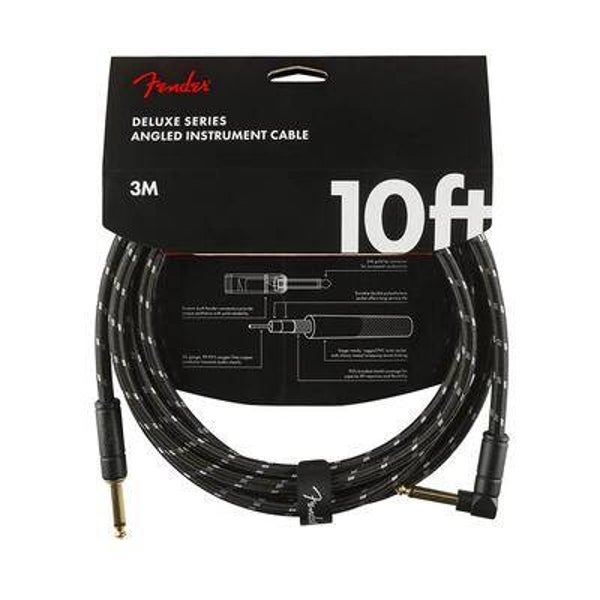 instrument cable, 10ft, 1x angled, black tweed