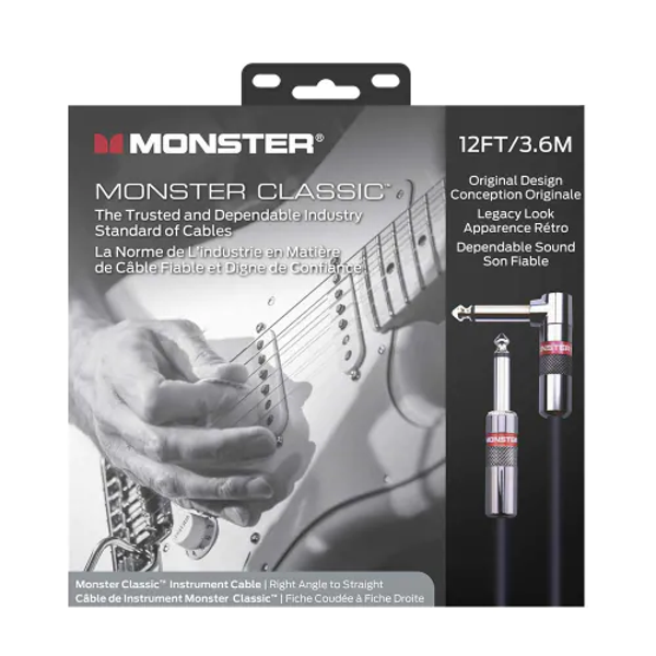 Monster Cable Classic 12ft Angled Straight 3.7m Instrument Cable