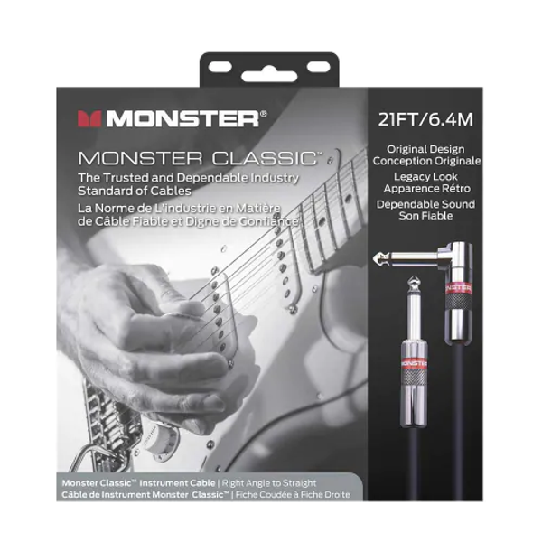 Monster Cable Classic 21ft Angled Straight 6.5m Instrument Cable
