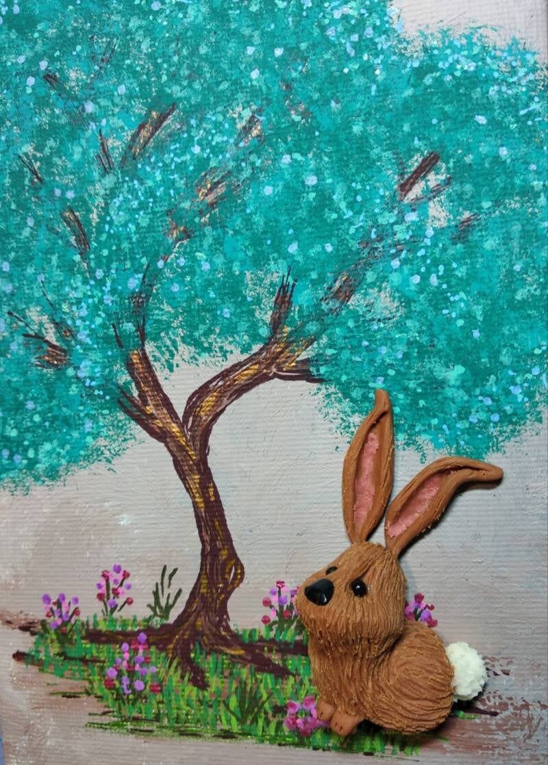 The Blue Tree Bunny (10cm X 15cm)