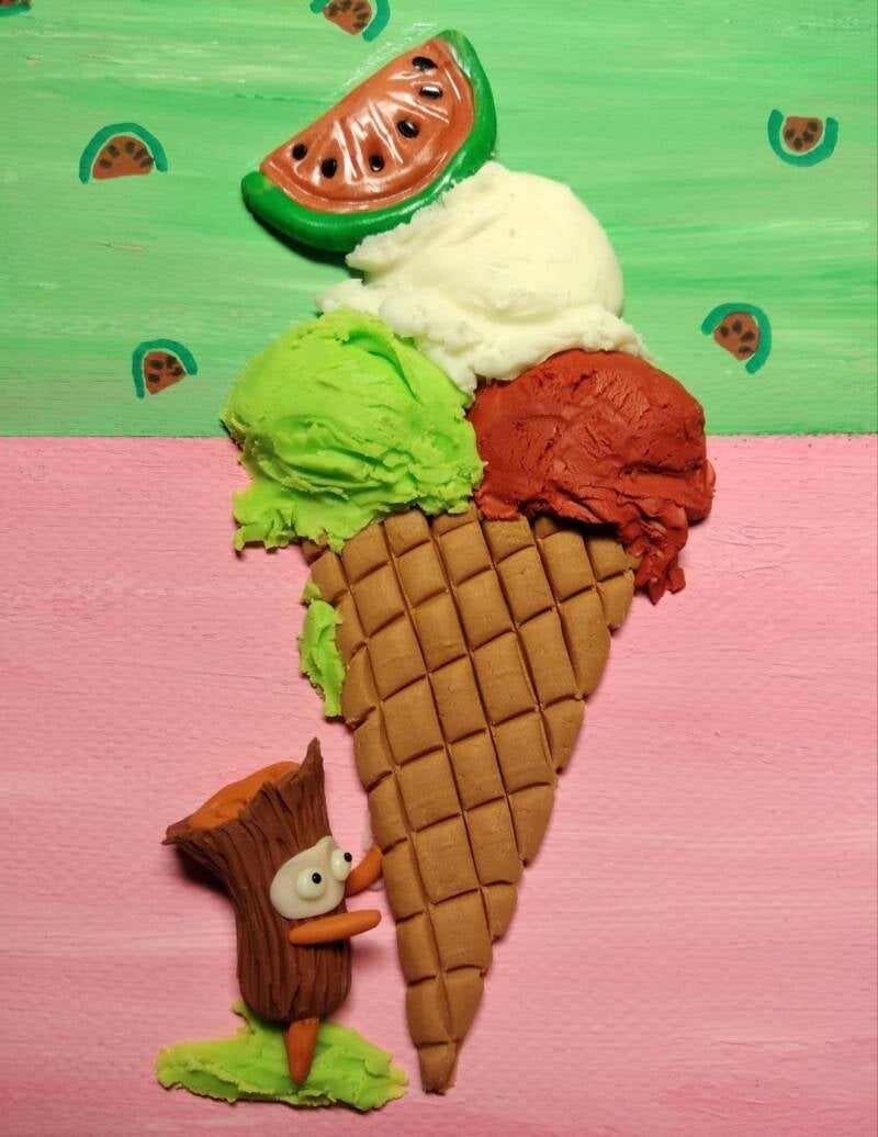 Pink Ice Cream (15cm X 15cm)