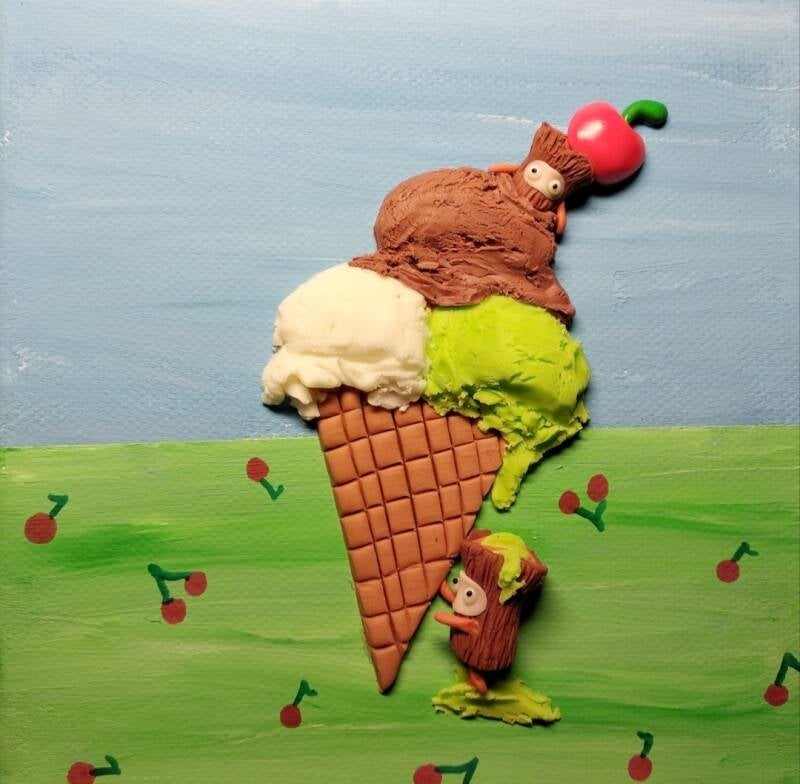 Blue Ice Cream (15cm X 15cm)