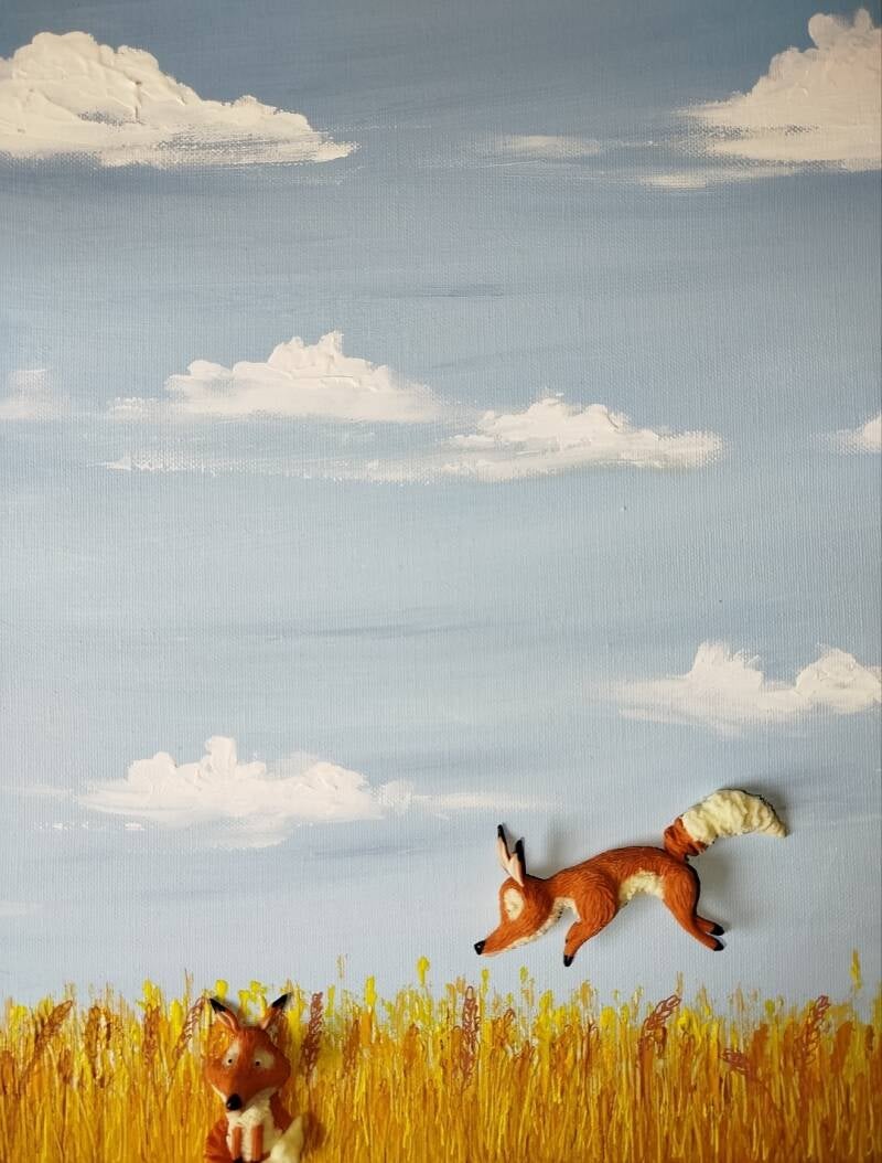 Foxes (30cm X 40cm)