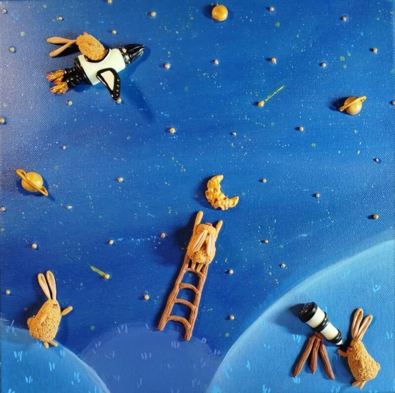 Space Bunny (30cm X 30cm)