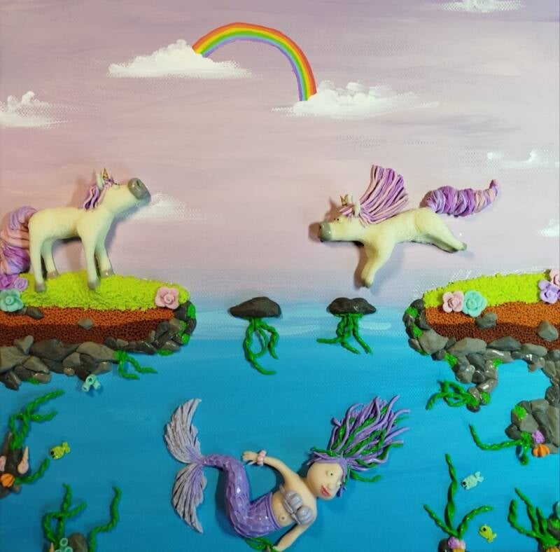Unicorns and Mermaids (30cm X 30cm)