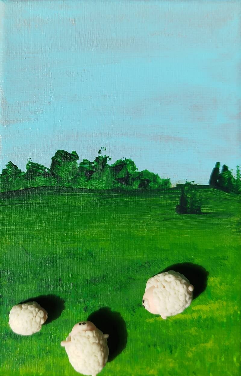 Landscape with Sheep (10cm x 25cm)
