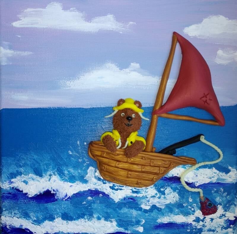 Gone Fishing (20cm x 20 cm)