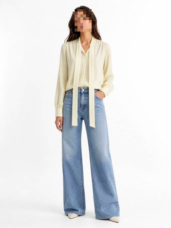 Soft Yellow Tie Blouse