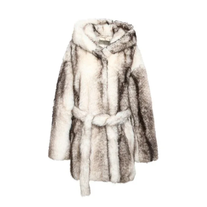 Faux fur jas met capuchon ONE SIZE