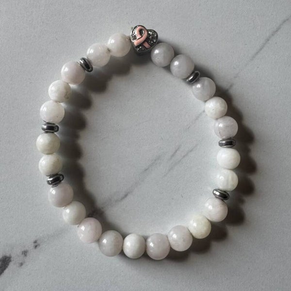 BRACELET OCTOBRE ROSE  QUARTZ ROSE ET JADE