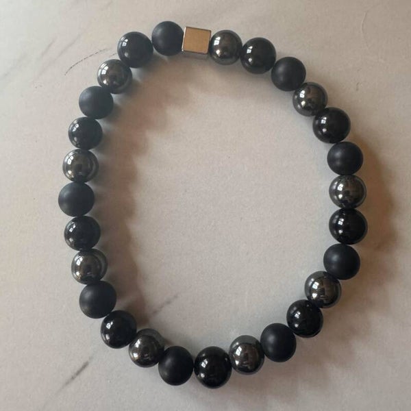 BRACELET TOURMALINE, ONYX ET HEMATITE