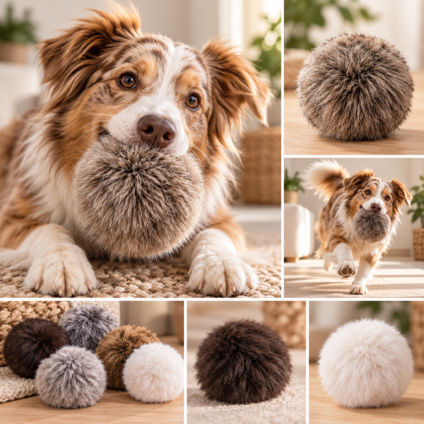 Kaninchenfell-Spielball für Hunde