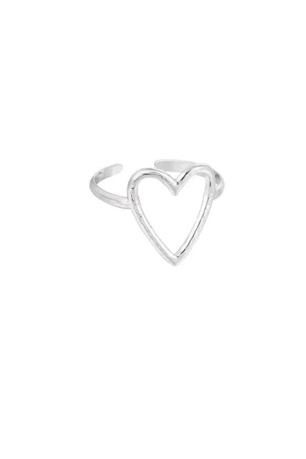 Big heart ring zilver