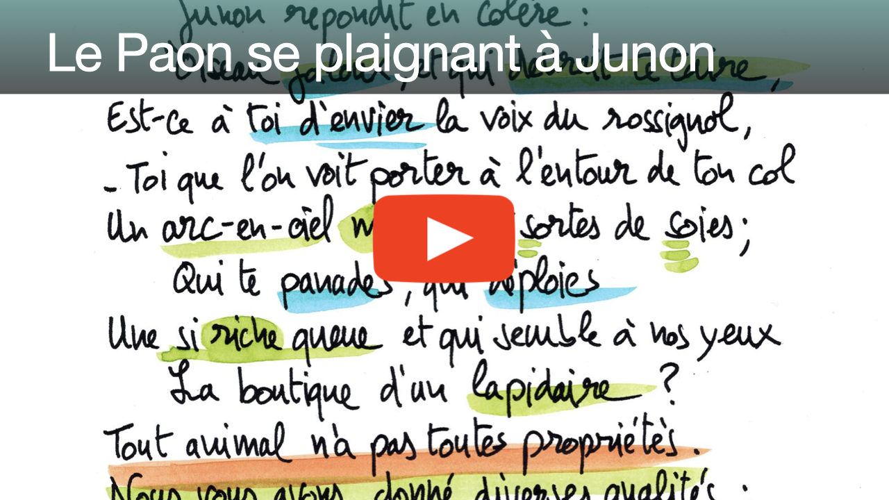 Fable de La Fontaine: Le Paon se plaignant à Junon