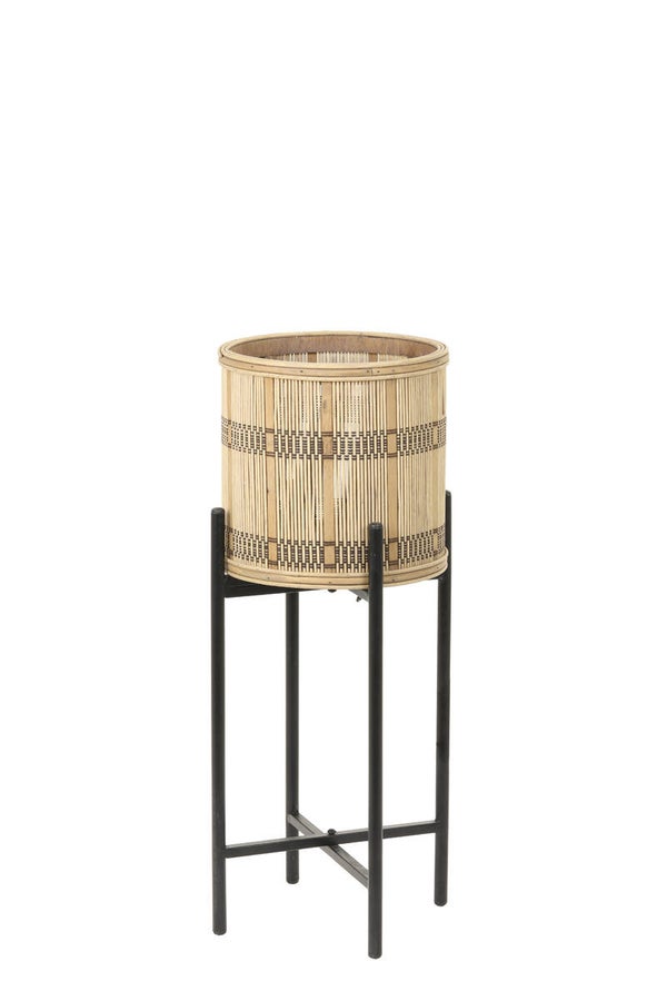 Bloempot deco op standaard Ø21,5x54,5 cm CORAZO naturel-zwart
