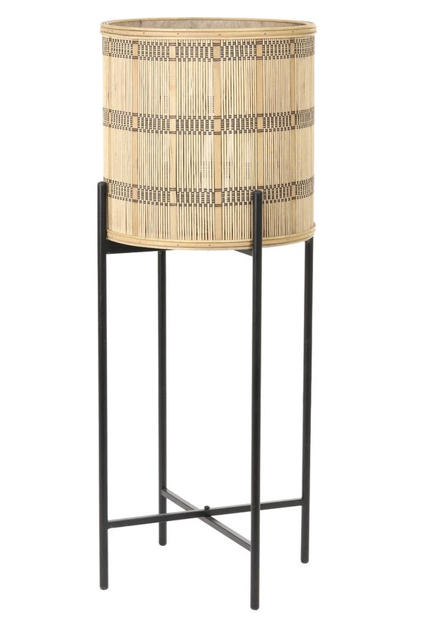 Bloempot deco op standaard Ø31x82,5 cm CORAZO naturel-zwart